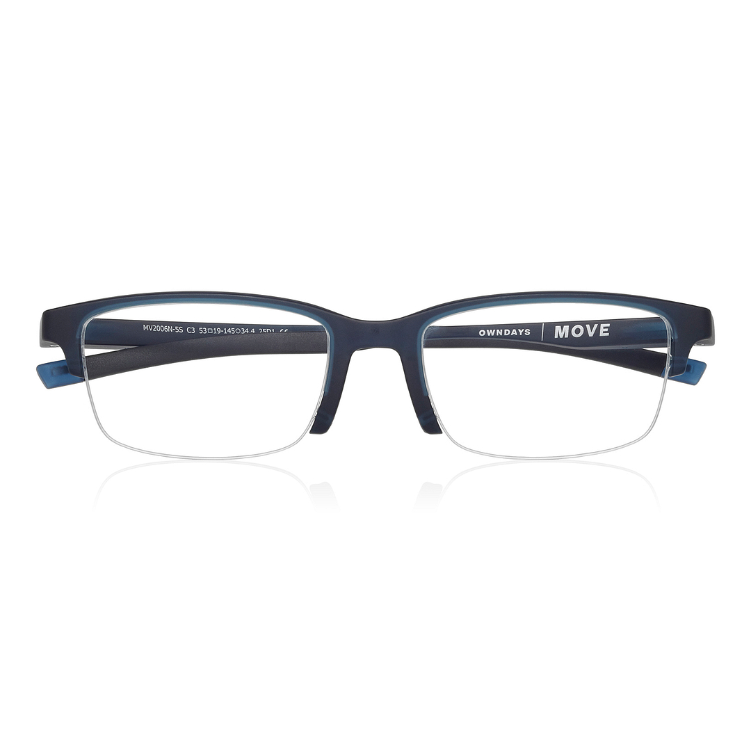 OWNDAYS | MOVE Matte Blue Half Rim Rectangle right side